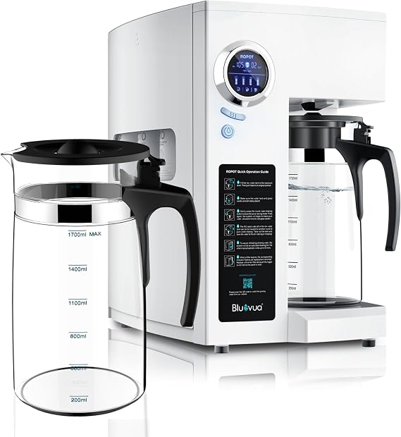 Bluevua RO100ROPOT(UV) Reverse Osmosis System Countertop Water Filter, with One Extra ROPOT Replacement Carafe, Bundle