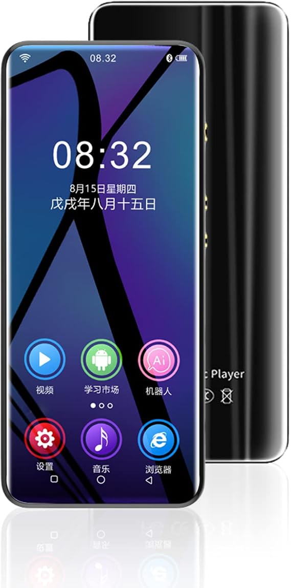 MP3 Player with Bluetooth and , 4.0 Inch Full MP4 MP3 Player with Speaker, for Android Streaming Music Player Portable HiFi Sound Digital Audio Player 2050mAh (Black)