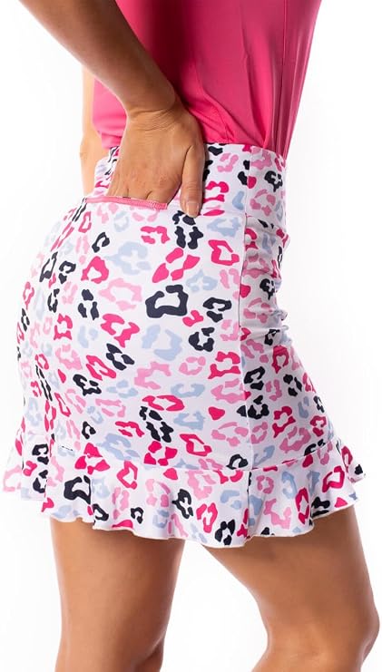 GOLFTINI Printed Pull-On Ruffle Skort 17.5"