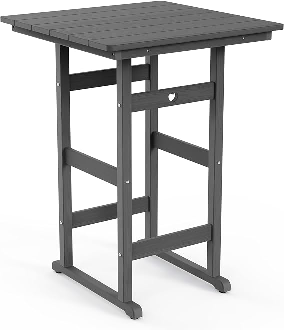 Adirondack Outdoor Bar Table,40.8 Height Durable HDPE Composite, Weather Resistant, Easy to Clean, Perfect for Backyard and Poolside Use, Grey