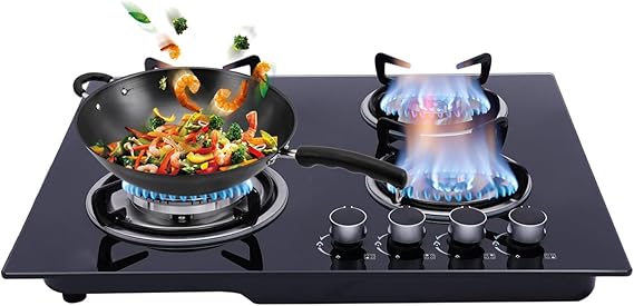 23.2 Gas Cooktop 4 Burners Gas Stove Stainless Steel Gas Stovetop Gas Hob Stove Top W/Glass Gas Hob Panel Gas Hob Gas Cooker