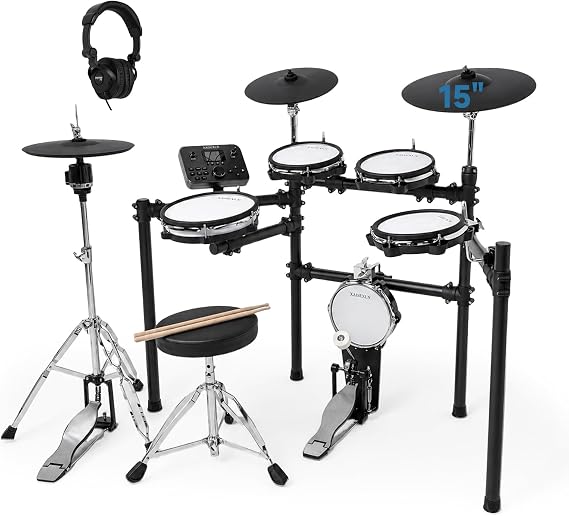 Electric Drum Set with Quiet Mesh Pads, 8-Piece Drum Kit