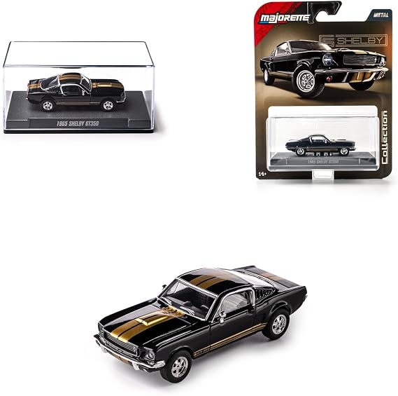 Jada Majorette Collection 1965 Shelby GT 350 1:64 Die-Cast Model Car with Rubber Tires & Display Case, for Collectors & Adults