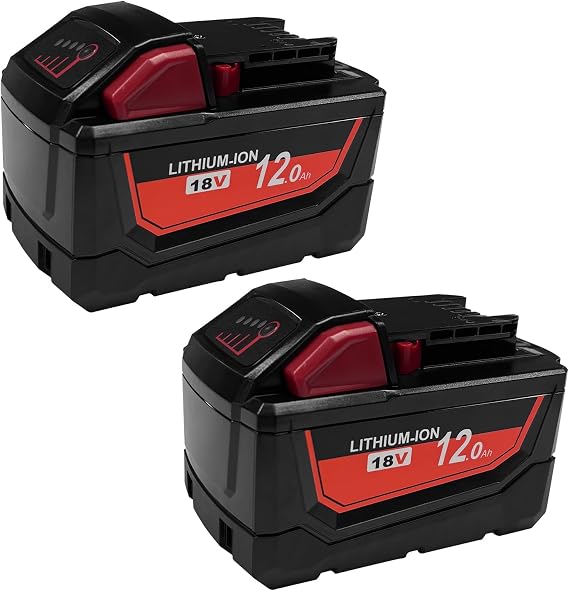 12.0Ah Replacement for Milwaukee M18 Battery 2PACK
