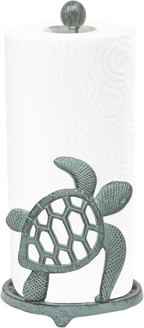 Cast Iron Sea Turtle Paper Towel Holder Countertop Kitchen Decor