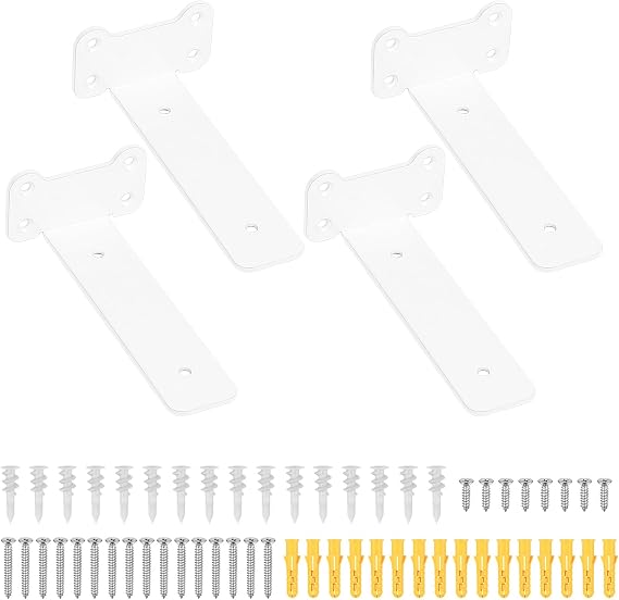 Pack of 4 Shelf Brackets White 150 mm Shelf Wall Brackets Shelf Brackets Shelf Brackets Wall Shelf Brackets Invisible Heavy Duty Angle for Wall Mounting Shelf Bracket