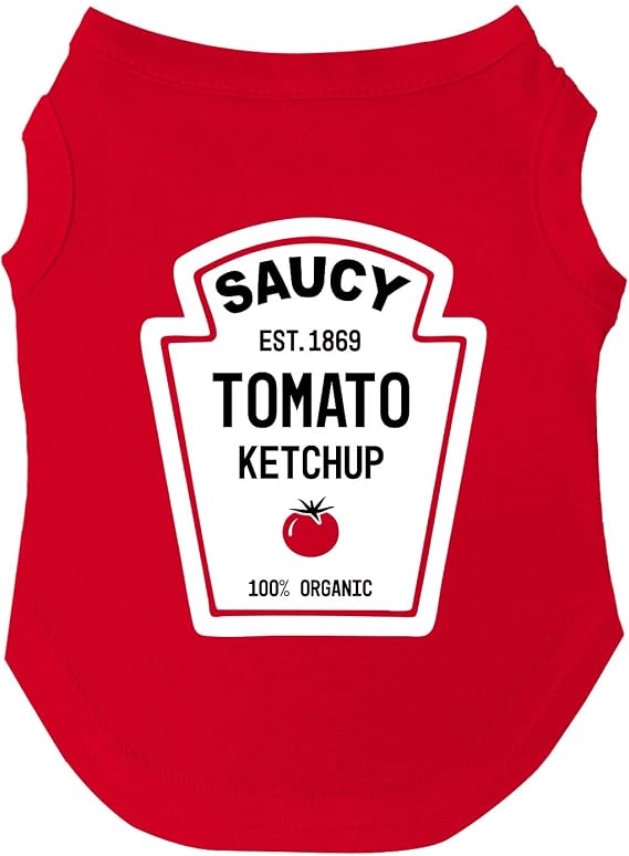 Ketchup Bottle Costume Dog Tee Shirt | Sleeveless Breeds | Halloween | Matching Outfit | Funny & Cute |Red, Medium 1156