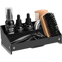 Beautyflier Beard Growth Kit Organizer Case, Acrylic Stand Holder for Men Grooming Kit, Beard Set Storage Holder, Anniversary & Birthday Gifts for Him Boyfriend Husband Dad, Black (Holder Only)