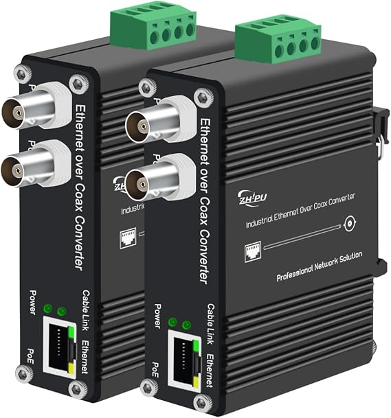 Ethernet Over Coaxial Adapter with PoE+ EOC Converter
