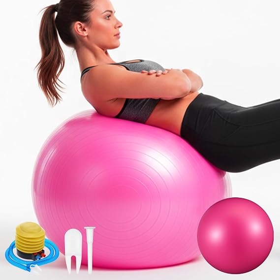 Kifmurase 2PCS Yoga Ball, 25Inch Thicked Anti-Burst Exercise Balls for Workout Stretching Stability, Non-Slip Balance Ball Equipment for Women Pilates Physical Therapy Pregnancy Labor Birthing Fitness