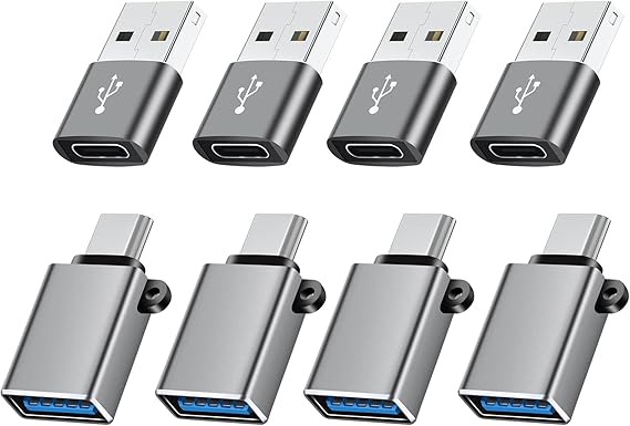 USB A Type C Adapter 8-Pack,USB C & A Male to Female OTG Adapter