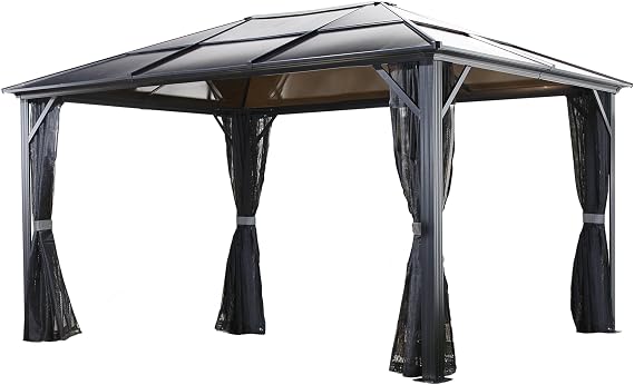 Sojag 500-5157864 8mm 2 Track No.77 Meridien Hard Top Sun Shelter, 10' by 14', Charcoal