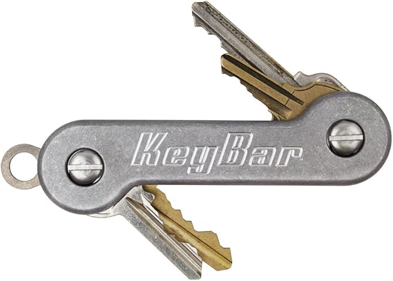 Stonewashed Aluminum KeyBar | Everyday Carry Compact Key Holder Multi-Tool and Keychain Organizer with Pocket Clip (Holds up to 12 Key) Made in the USA