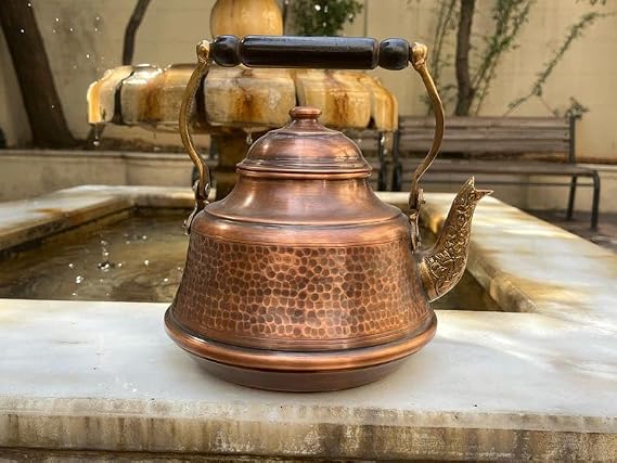 Special Hand Copper Hammered Pure Tea Kettle, Stovetop Vintage