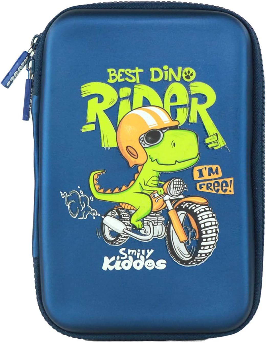 Smily Kiddos Smiley Kiddos Single Compartment Pencil Case Stylish Cute Large Capacity Hardtop EVA Pencil Box Organizer School Kids Girls Women Pen Holder Pouch Multipurpose | Rider Dino | Navy Blue, Navy Blue, One _Size, Travel Accessories.