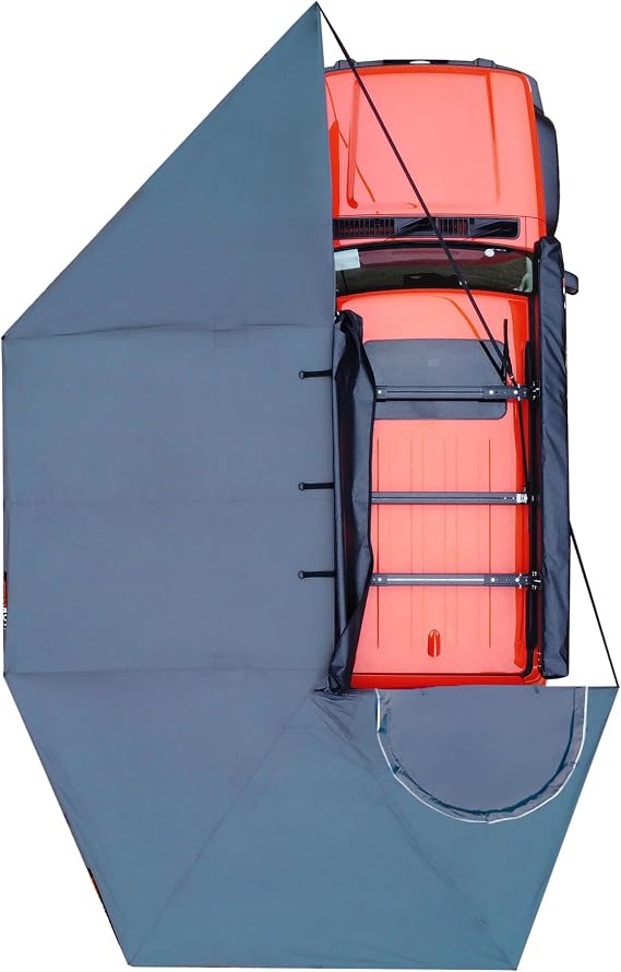 Naturnest 270 Car Awning Plus with Access, Waterproof UV-Resistant Retractable Awning with LED Light for Camper, 270 Degree Manual Retractable Side Awnings for Truck, SUV, Jeep - Driver Side