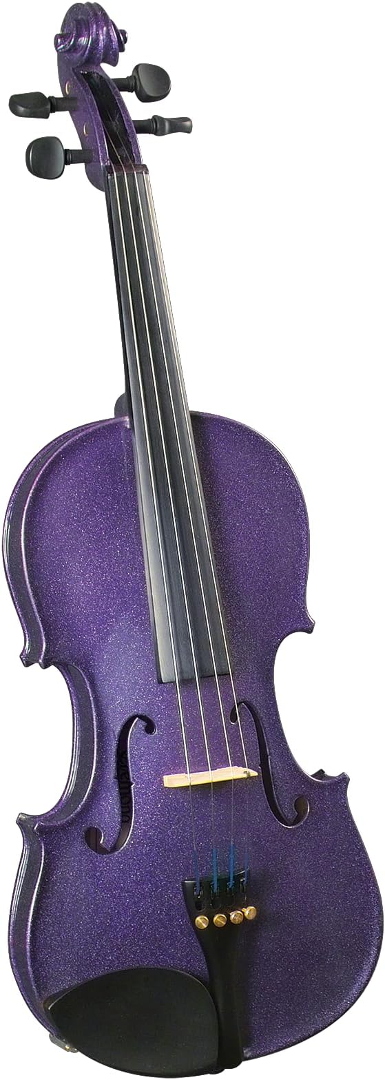 Cremona SV-75 Premier Novice Violin Outfit Sparkling Purple 1/2 Size Hand-Carved Spruce & Maple, Prelude Strings, Student Violin