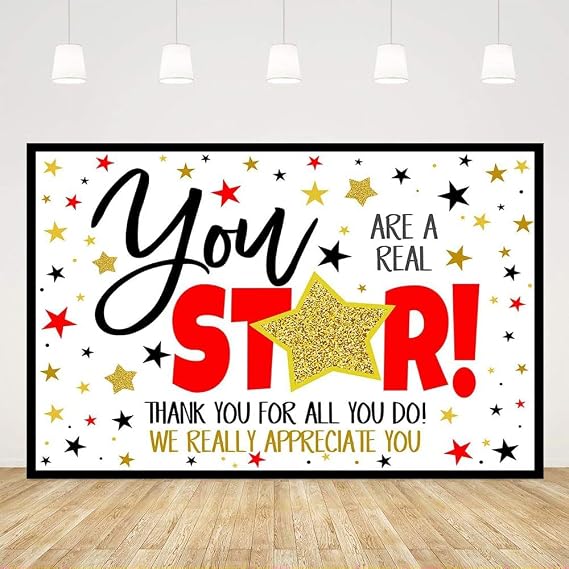 Ticuenicoa 5x3ft Thank You for All You Do Backdrop You are A Real Star We Appreciate You Photography Background Be Thankful to The Teacher Doctor Nurse Staff Employee Party Decoration Banner Supplies