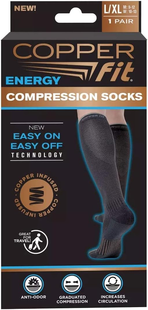Energy Compression Socks Compression Knee High Socks (L/XL, Black)