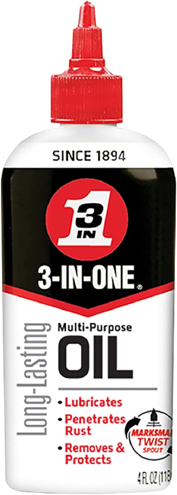 3-IN-ONE Multi-Purpose Drip Oil with Marksman Twist Spout, Long-lasting lubricant, 4 OZ
