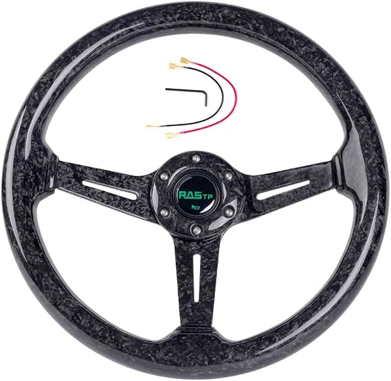 RASTP 13.8/350mm Real Forged Carbon Fiber Steering Wheel (Style-C)