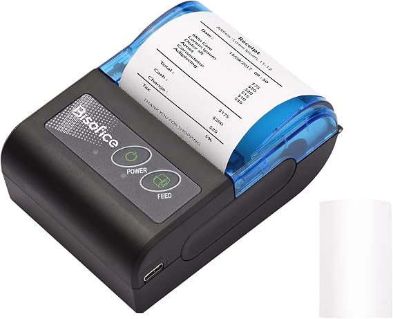 Thermal Printer, XGR-POS581 Portable Mini Thermal Printer 2-Inch USB Receipt Birch Ticket Printer with 58mm Print Paper Compatible with iOS Android Windows for Restaurant Sales Retail