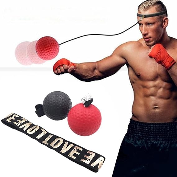 Red Boxing Reflex Ball - Improve Reaction Speed and Hand Eye Coordination Training Boxing Equipment for Training at Home Reflex Ball with Adjustable Elastic Head Band Speed and Agility