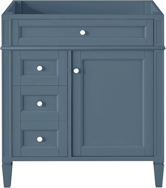 Favfurish 30''Bathroom Vanity Without Top Sink, Solid Wood Frame Modern Bathroom Storage Cabinet with 2 Drawers,1 Soft-Closing Door and a Tip-Out Drawer,for Bathroom (NOT Include Basin),Blue
