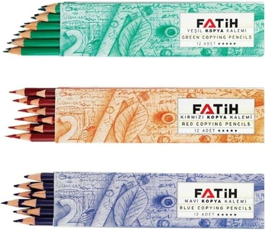 Fatih Kırmızı 12'li - Yeşil 12'li - Mavi 12'li Kopya Kalemi B.s