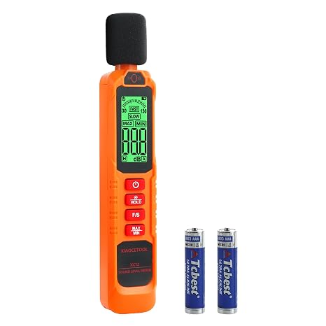 Decibel Meter, XIAOCETOOL, Noise Decibel Reader, Sound Level Meter Range 30-130dB, Max/Min, A-Weighted, with Backlit LCD Screen, Data Hold, Fast/Slow, for Home, Outdoor & Noisy Neighbors