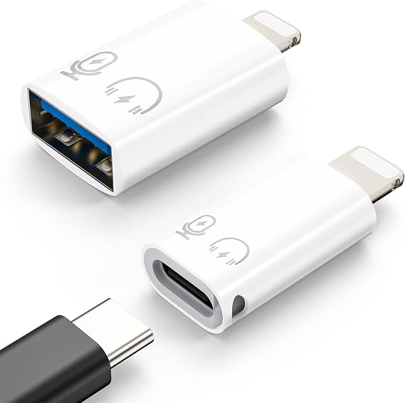 MoKo for DJI Mic Mini USB-C to Lightning Audio Adapter Lightning to USB-A | Compatible with iPhone 14/13/12/11/Wireless Microphone Receiver, Support Charging, Data Transfer, Earpods