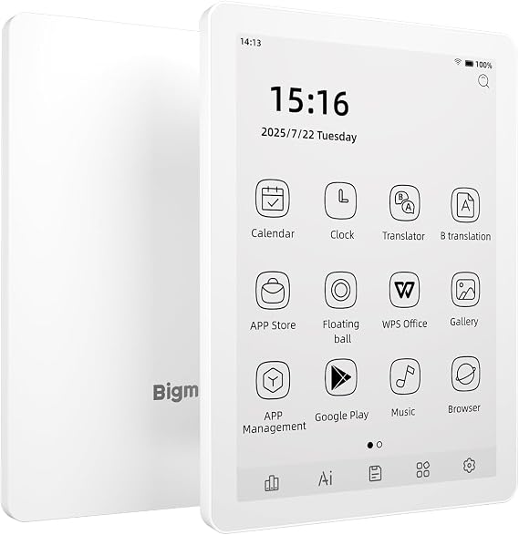 Bigme B6 Ebook Reader, 6 Inch E-Paper Tablet, Black and White Display, 4GB RAM, 64GB Storage, Android 14
