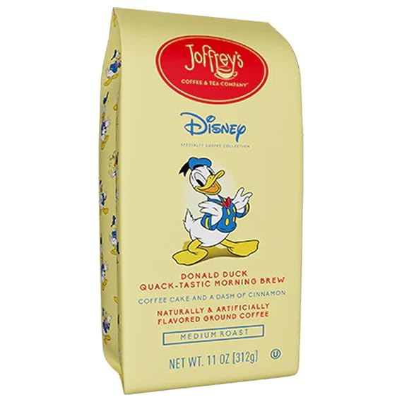 Joffreys Coffee | Disney Donald Duck Quack | Quack-Tastic Morning Brew | Medium Roast Ground Coffee | Flavored Coffee with Coffee Cake & Cinnamon Notes | Smooth, Balanced Morning Coffee