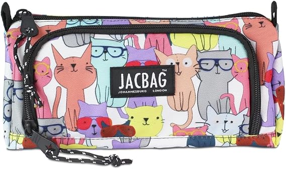 JACBAG PRIME XL-LASTİK AYRAÇLI İKİ BÖLMELİ KALEM KUTUSU (Sarı Kedi)