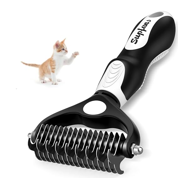 Cat shedding Tools I Cat Brush for Shedding I Undercoat Rake for Dogs and Cats I Deshedding Brush I Reduces Shedding 95% (White Black-26)