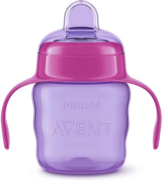 Philips Avent Eğitici Damlatmaz Bardak, 6 Ay+, Kız Bebekler için, Yumuşak Silikon Uç, Kolay Tutuş, Sızdırmaz Tasarım, Bulaşık Makinesinde Yıkanabilir, 200 ml, SCF551/03
