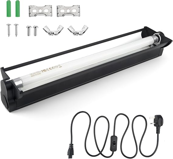 T5 UVB Reptile Light Fixture Combo Kit 8W,10.0 UVB Desert Lamp for Bearded Dragon Gecko Tortoise Lizard,Full Spectrum Terrarium Hood with Reptile Bulb,Essential Lighting for Reptile Cage Tank
