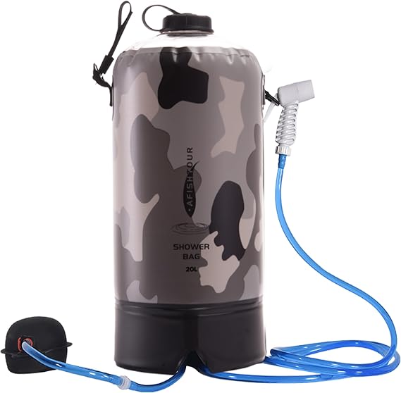 Portable Camping Shower Bag - 10L/2.2 Gallons Solar Shower Water Bag with Foot Pump, Hose and Shower Head - Camp Shower for Camping, Beach, Travel, Outdoor Activities