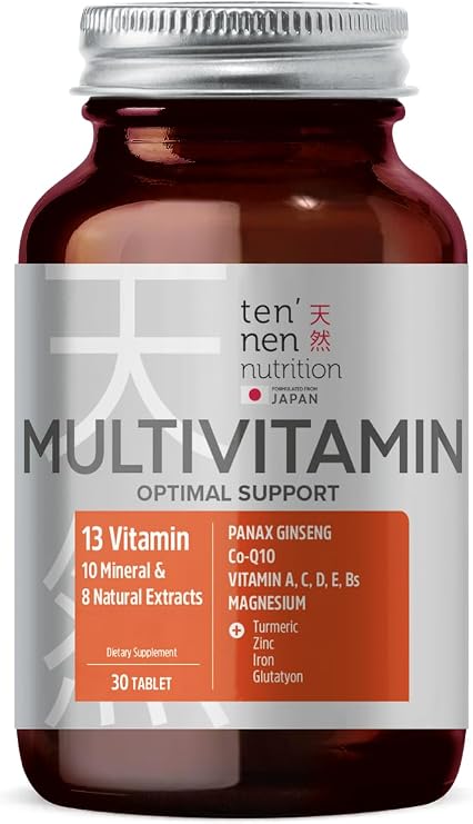 Tennen Nutrition Multivitamin Energy - Panax, Ginseng Koenzim Q10 Multivitamin ve Mineraller, 30 Tablet