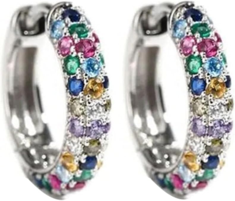 Sterling Silver Earrings for Women 2025 Trendy Colorful Hypoallergenic Sparkling Diamond Jewelry Birthday Gifts for Her