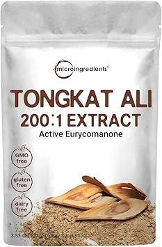 Micro Ingredients Tongkat Ali 200:1 Extract Powder for Men (100g) | Eurycoma longifolia (Longjack) Root | Concentrated Herbal Supplement | Non-GMO, Gluten Free