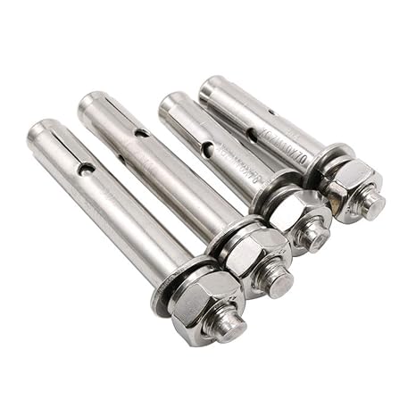 4 Pcs M10 x 70mm 304 Stainless Steel Expansion Bolt External Hex Expansion Screw Bolt Sleeve Anchor,Pool Safety Cover Expansion Bolts,for Concrete