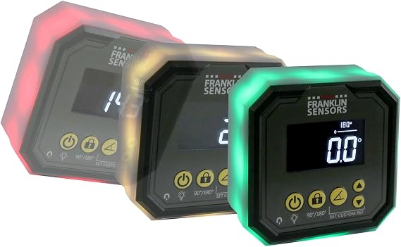 Franklin Sensors Light Cube, Digital Angle Gauge and Magnetic Level Tool | Turns Green When Level and Blue at Custom Reference Angles, Finds and Measures at 0 90 and 0 180 Degrees, Small Level