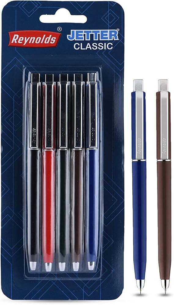 Reynolds JETTER CLASSIC 5 CT BLISTER - BLUE| Smooth Ball Pens | Long-lasting ball pens | Professional Ball pens with superior writing experience| Ball Pens for swift writing | 0.7mm Tip Size