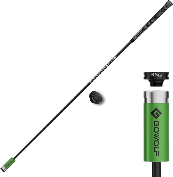 Gowolf Golf Swing Trainer with Adjustable Weights (35g & 50g) - Carbon Fiber Golf Training Aid for Speed, Driving Distance & Tempo, Ideal Warm-Up & Strength Golf Accessories for Men & Women