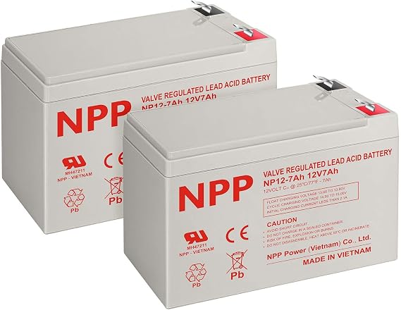 NPP 12V 7Ah Rechargeable AGM Battery, 6FM7 F1 Terminal 12Volt Small UPS Batteries Replacement for UB1270, Alarm Systems, Emergency Lights, Ride-on Toys, Verizon Fios Box 2 Pcs