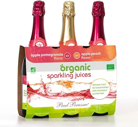 FAKHRI Sparkling Fruit Juice 3 x 750ml – Apple, Peach & Raspberry – Fizzy Drink, Summer Mocktail, Party & Picnic Drink