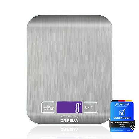 GRIFEMA GA2002 Kitchen Scales with LED Display 1-5000 g Stainless Steel