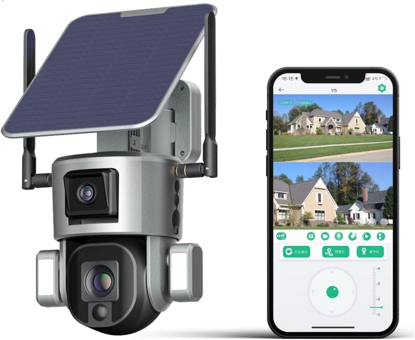 4K UHD Ultra Low Power WiFi Wireless Dual Camera Built-in Solar Panel Waterproof Two-Way Talk Outdoor Surveillance Cameras with App, SD Card & Cloud Storage (Optical 10X Zoom PTZ Lens)
