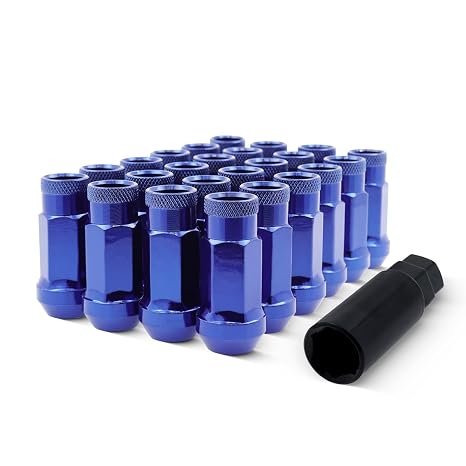 EZAccessory 12x1.25 Extended Tuner Lug Nuts Blue 24 Pc Fits Frontier